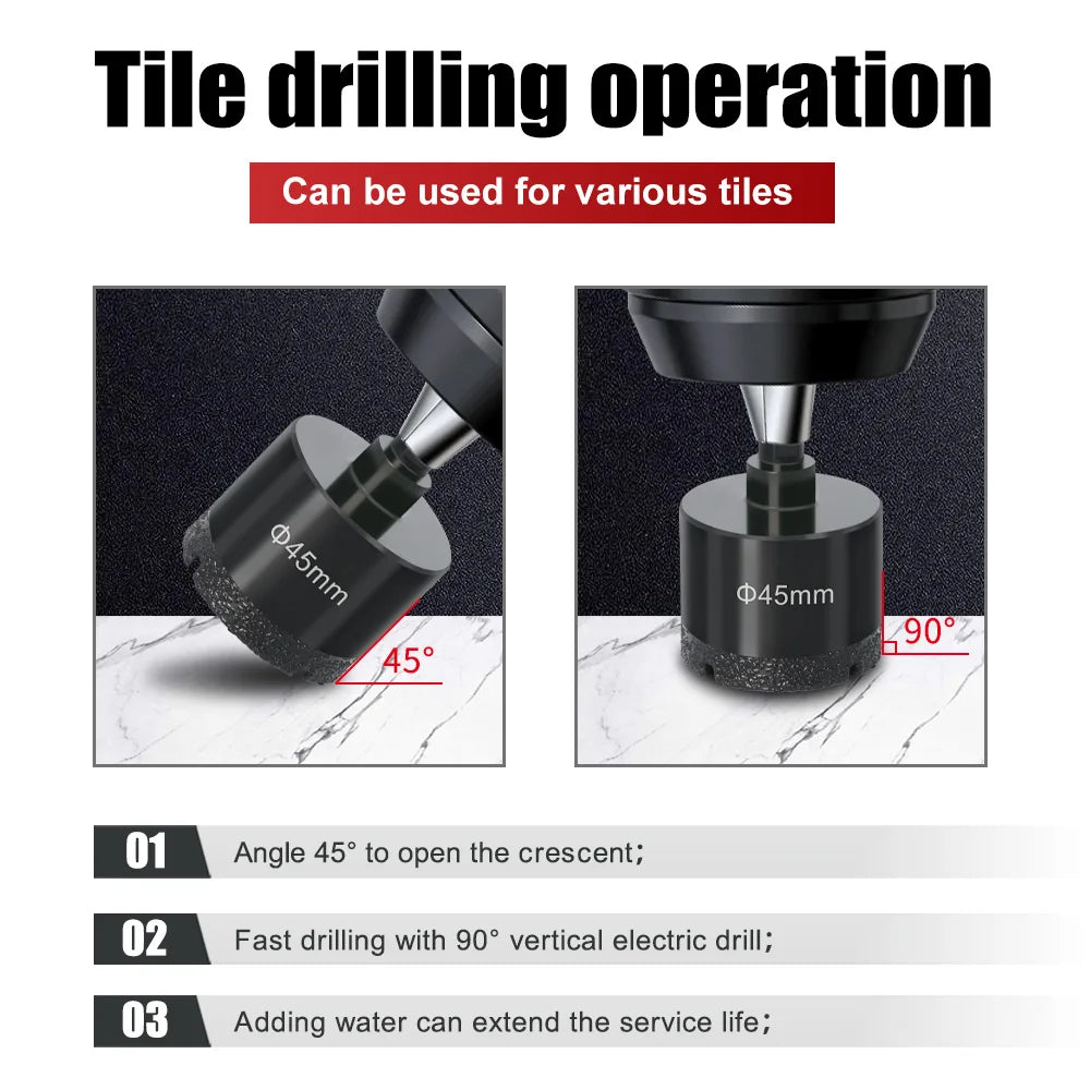 Diamond Brazed Core Dry Drill Bit 1Pc 5-200mm for Porcelain Tiles Marble Glass Granite Hole Cup Saw Cutter Accessories Cutting [TPT]