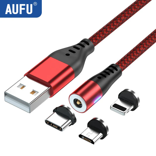 AUFU LED Magnetic USB Charging Cable USB Type C Phone Cable Magnet Phone Charger Micro USB For iPhone 11 12 Pro Max For Xiaomi [MOB]