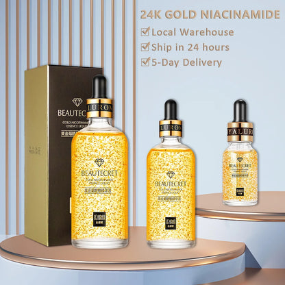 Skincare Product 24K Gold Niacinamide Face Serum Anti Aging Hyaluronic Acid for Face Shrinks Pores Korean Skin Care Products [SKC]