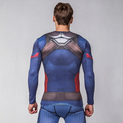 Rashguard Super T-Shirt Men's Long Sleeve Compression Tight Fitness Gym Sports Digital Printing Running Tracksuit Hero Jerseys [MEN]