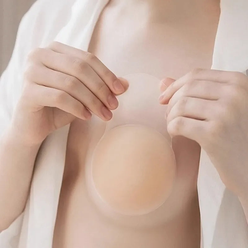 1Pairs Silicone Nipple Cover Lift Up Bra Sticker Adhesive Invisible Bras Chest Patch for Women Reusable Chest Breast Petals Pads [BRA]