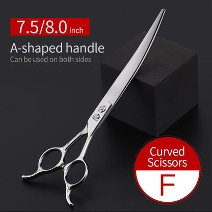 Pet Grooming Scissors FIRELION 7.0/7.5/8.0 Inch 440c Steel Professional Dog Grooming Shears Animal Curved Scissors for Dogs Hair [PET]