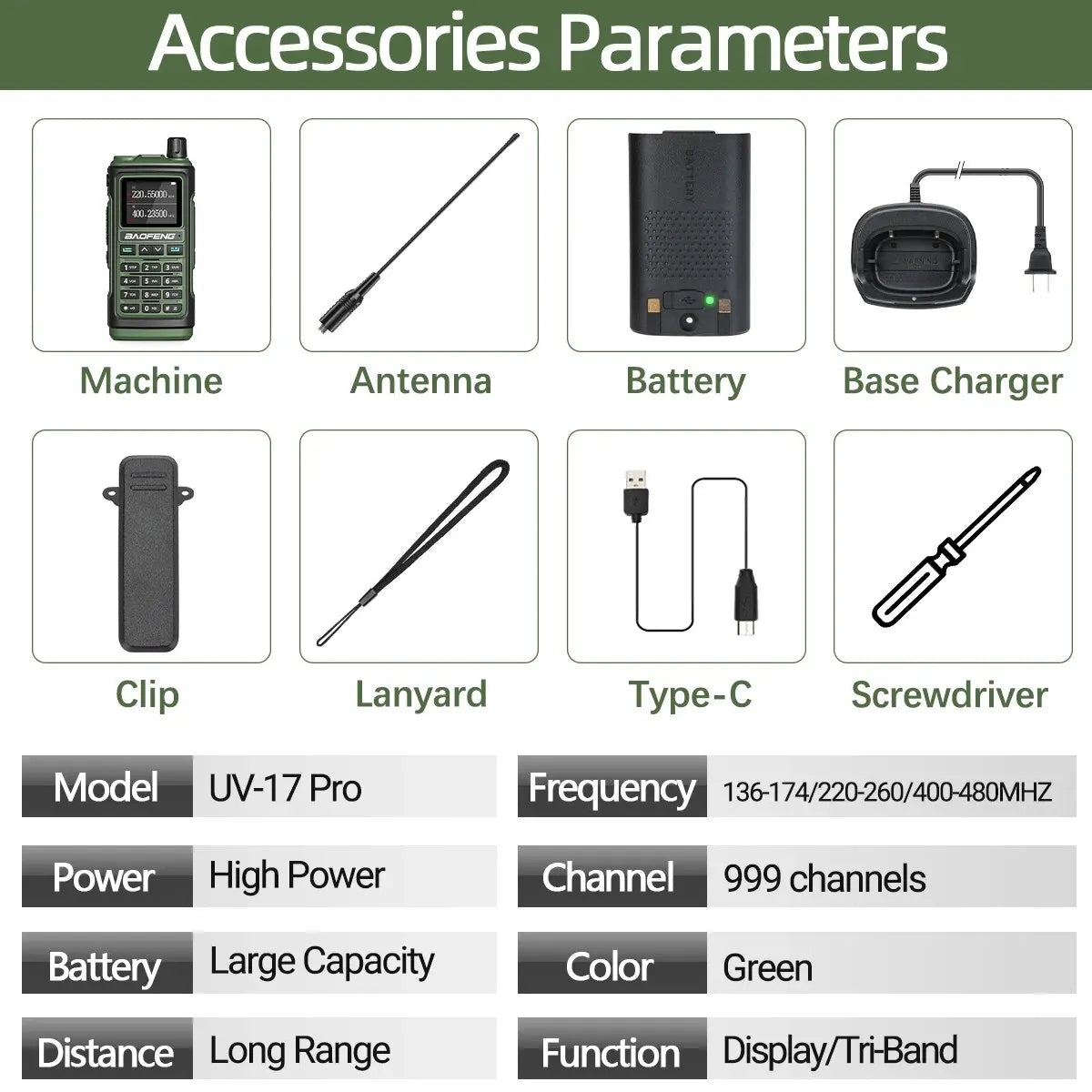 Baofeng UV 17 Pro Wireless Copy Frequency Walkie Talkie 16 KM Long Range Flashlight Type-C Charger Ham Radio UV 17 Pro L K5 5R [TEL]