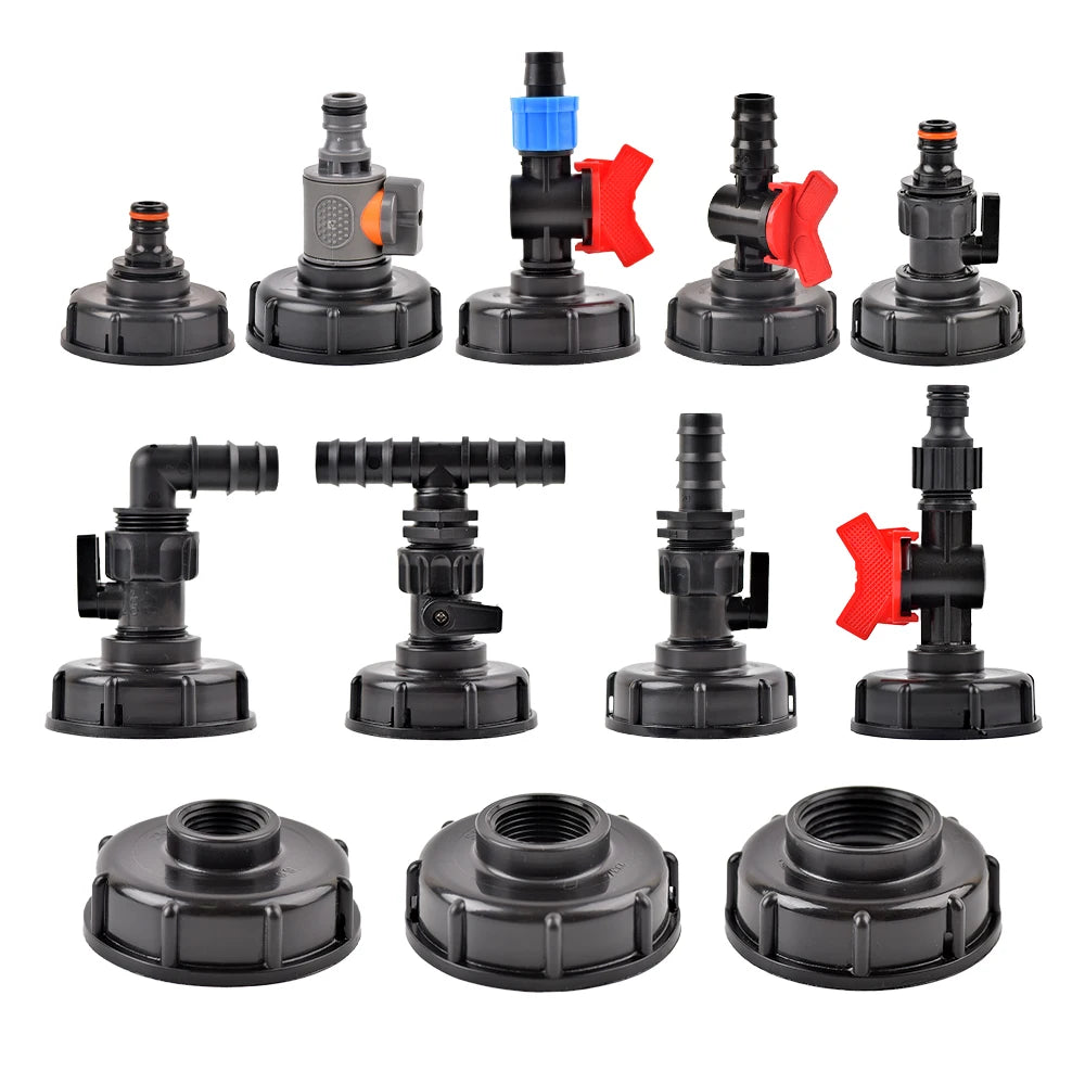 IBC Tank Adapter Fuel Tank Fitting S60 Thread Cap 60mm to1"3/4"1/2" Female Tap Connector Garden Irrigation Valve Fitting [GAR]