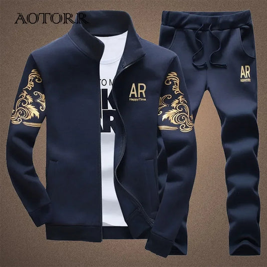 Men's tracksuit fall wear  large size two-piece set men's jacket  clothing   loose [MEN]