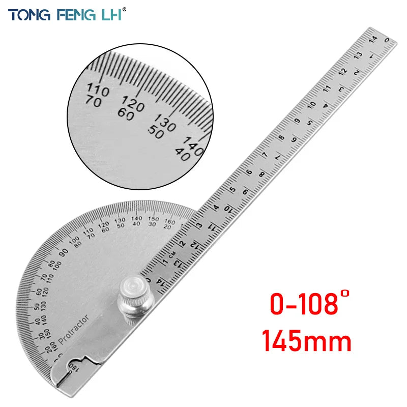 145mm stainless steel 180 protractor angle meter measuring ruler rotary mechanic tool ruler protractor [MTR]