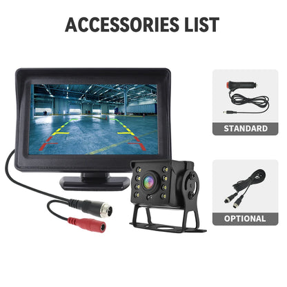 MJDOUD  Car Rear View Camera with Monitor For Truck Vehicle Parking 4.3" Screen Rear Camera 9-36V Night Vision Easy Installation [CAR]