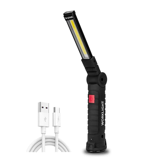 Rechargeable Camping LED Flashlight Work Light with Magnet and Hook IP64 Waterproof 5 Lighting Modes Suitable for Night Work [MAG]