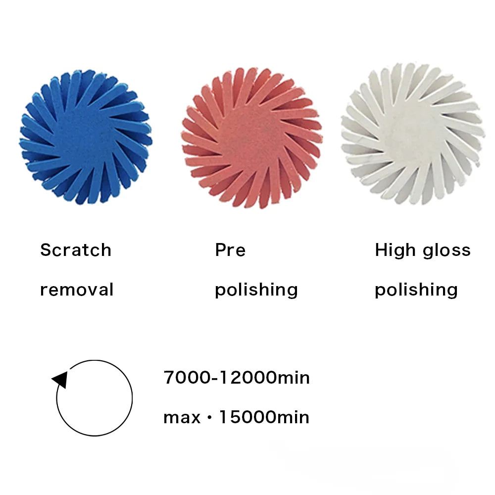 6Pcs Dental Rubber Polisher Composite Resin Polishing  Disc 14mm Wheel 3 Colors Spiral Flex Brush [DEN]