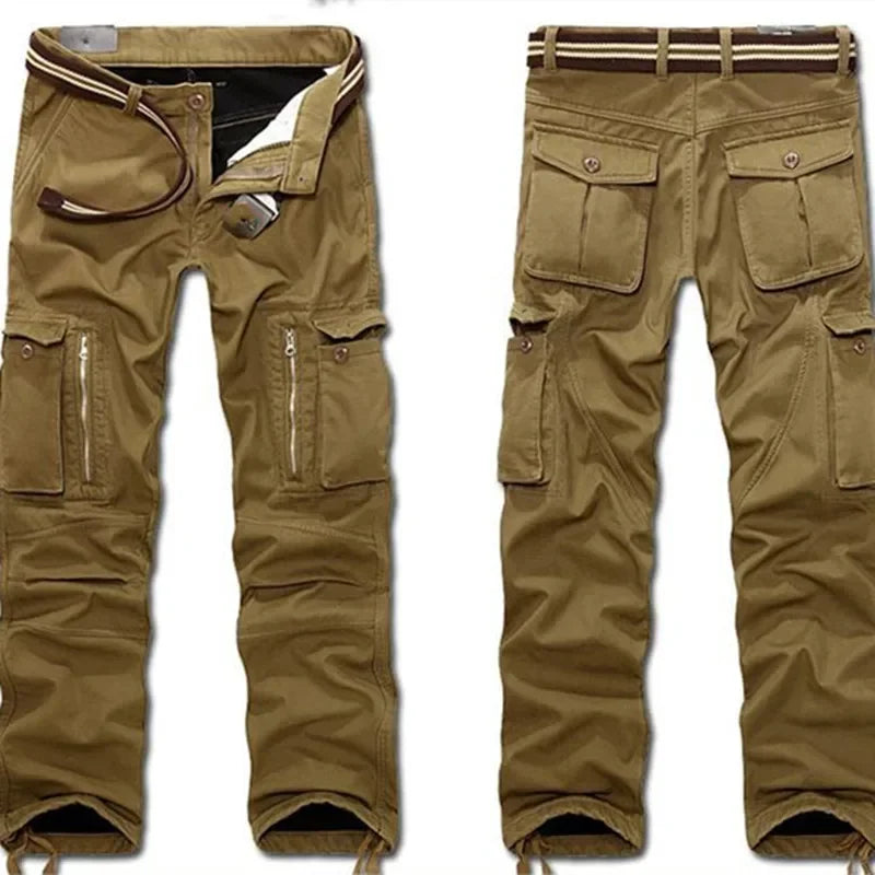 Men's Cargo Pants Winter Plus Fleece Thick Warm Pants Male Double Layer Many Pocket Casual Military Baggy Tactical Trousers Male [MEN]