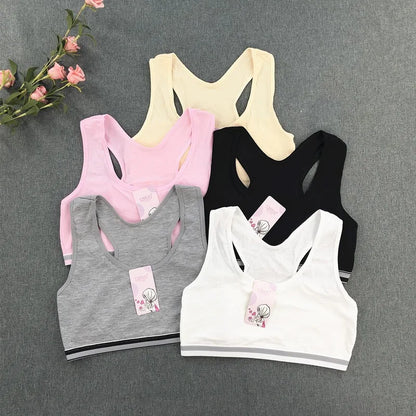 New Girls' Development Tank Bra Double-layer Summer Thin Training Bra Student Sports Tank Top Girls' Wrapped Bra 8-16Y [GRM] [UND]