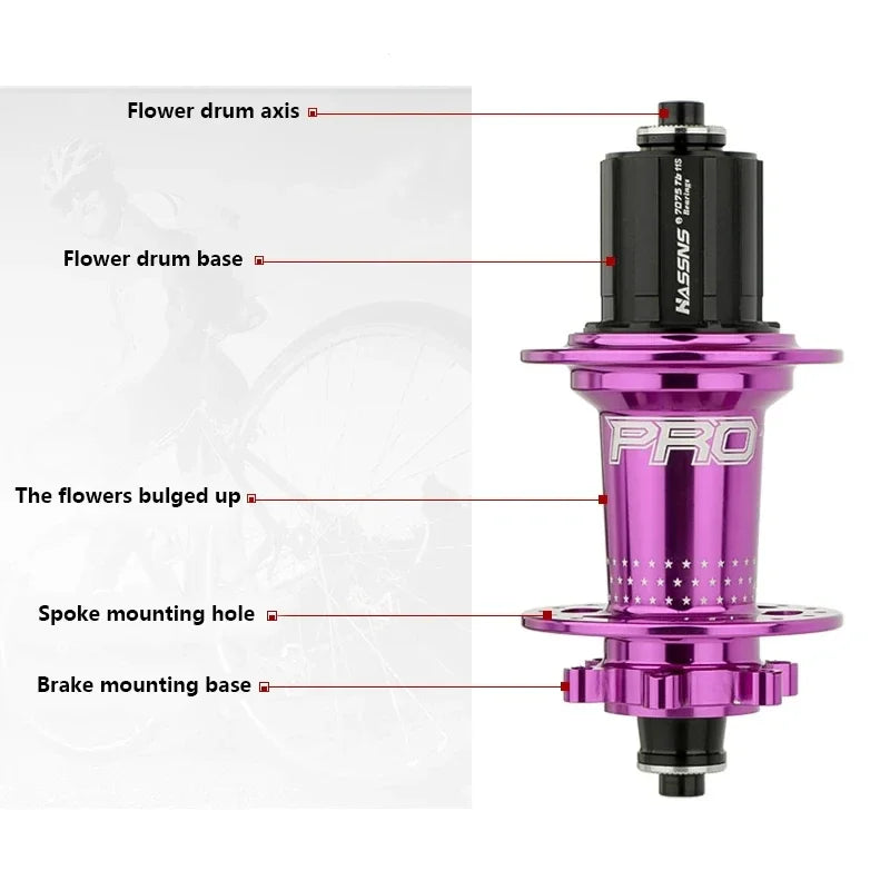 HASSNS PRO7 MTB Hub 32 36 Holes Bearing Bike Freehub Rear Hub Quick Release 32H 36H Four Palin  7 8 9 10 11 12 Speed 6 Pawl Hubs [CYC]