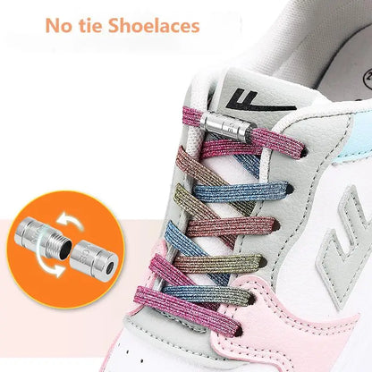 New Capsule Lock Shoelaces without ties Rainbow Elastic Laces Sneaker No Tie Shoe laces Kids Adult Quick Flat Shoelace for Shoes [SHO]