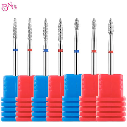 2pcs/lot Nail Drill Bits Flame Diamond Bit for Nail Drill 3/32'' Manicure Milling Cutter Cuticle Rotary Burr Drill Accessories [TPT]