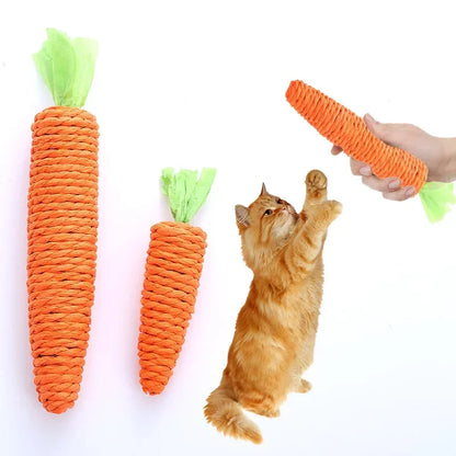 Carrot Pet Cat Toy Paper Rope Chew Toys Built-in Bell Small Animals Cute Pet Biting Toys Cute Pet Interactive Cat Toys Plaything [PET]