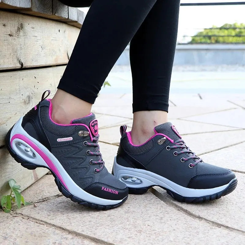 Ladies Sneakers Comfortable Breathable Platform Shoes Fashion Lace Up Female Casual Shoes for Women Outdoor Short Boots [SHO]