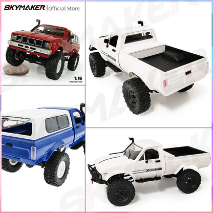 WPL C24 Full Scale RC Car 2.4G 4WD Rock Crawler Electric Buggy Climbing Truck LED Light On-road 1/16 For Kids Gifts Toys [TOYS]