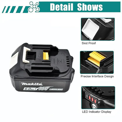 Makita 100% original 18V Makita 6000mAh lithium-ion rechargeable power tool 18V replacement battery BL1860 BL1830 BL1850 BL1860B [BAT]