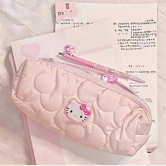 Sanrio Hello Kitty Pencil Pouch Large Capacity Pen Case Cute Kt Cat Cosmetic Bag Girls Student Supplies Stationery Gifts [CSM]