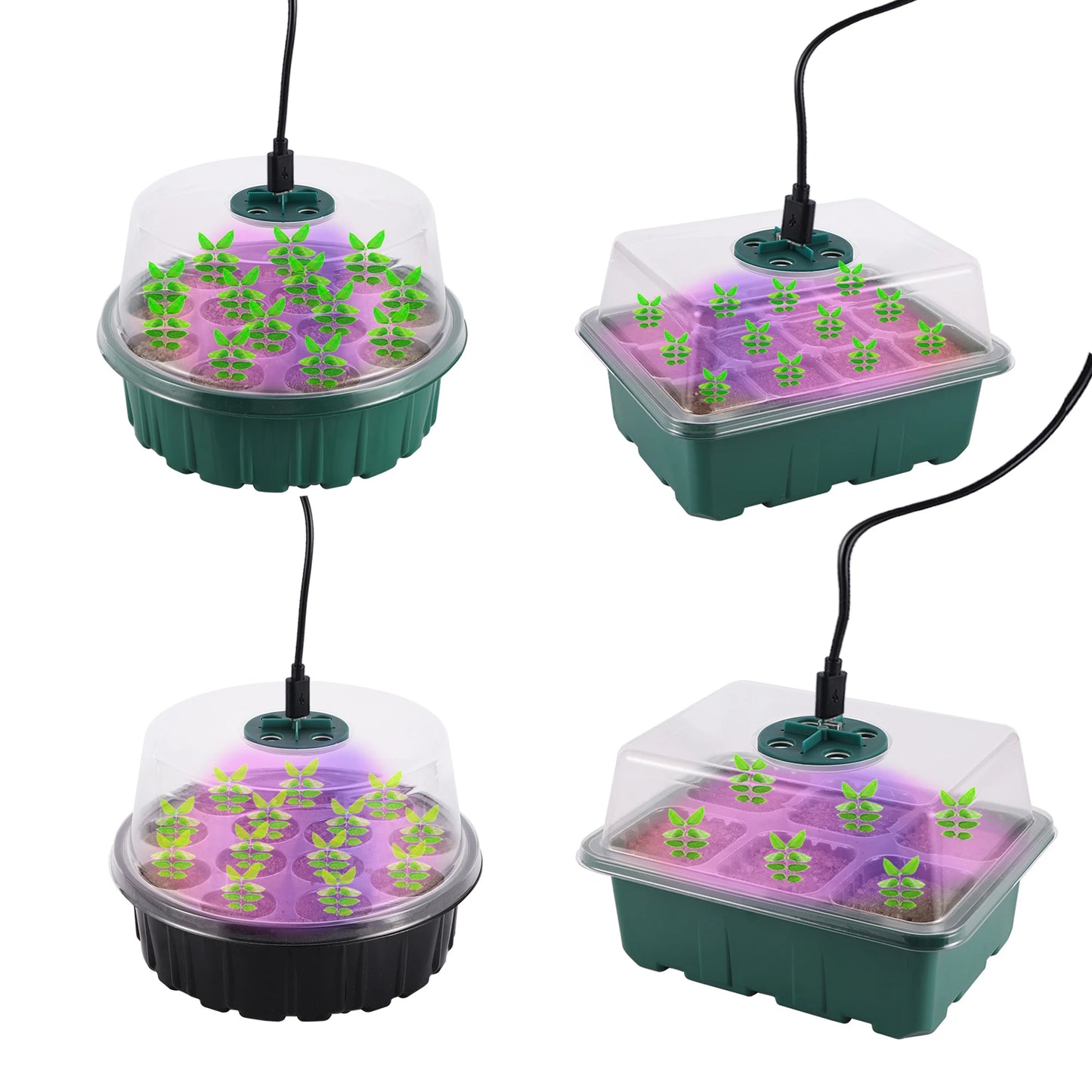 Seed Starter Grow Light Greenhouse Germination LED Grow Light Tray Seedling Pot Seedling Tray Planter Full Spectrum Grow Light [GAR]