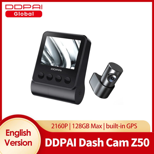 DDPAI Dash Cam Z50 Front and Rear 4K, Cam Car Camera with 2160P Front +1080P Rear, Built-in WiFi GPS, Dual Dash Camera for Cars [CAR]