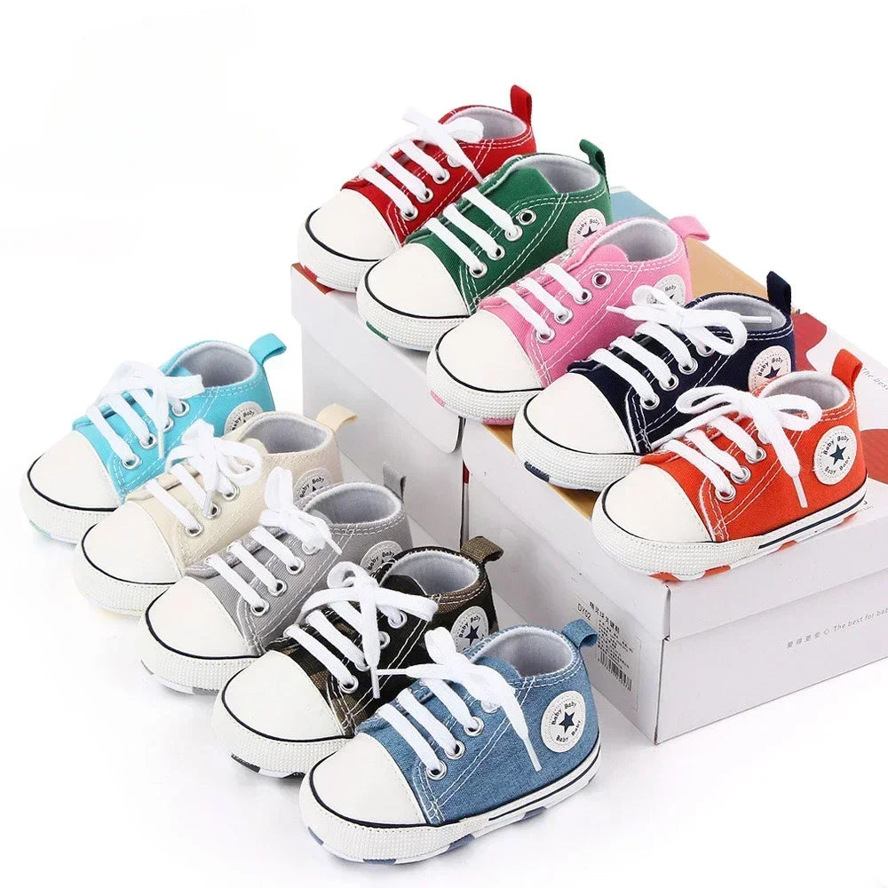 Canvas Sneakers Baby Boys Girls Shoes First Walkers Infant Toddler Anti-Slip Soft Sole Classical Newborn Baby Shoes 0-18 Month [SHO]