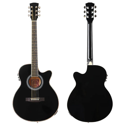 Thin Body Acoustic Electric Guitar Beginner Guitar with Free Gig Bag Free String Black Natural Sunburst White Color [SPT]