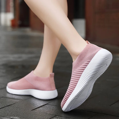 Women Vulcanized Shoes High Quality Women Sneakers Slip On Flats Shoes Women Loafers Plus Size 42 Walking Flat [SHO]