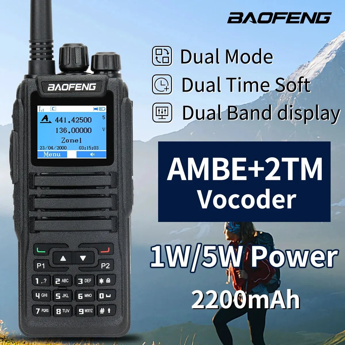 Baofeng DMR DM 1701 Digital Walkie Talkie Dual Mode Analog Two Way Radio Open GD77 Dual Time Slot Tier 1+2 Ham Radio DR 1801 [TEL]