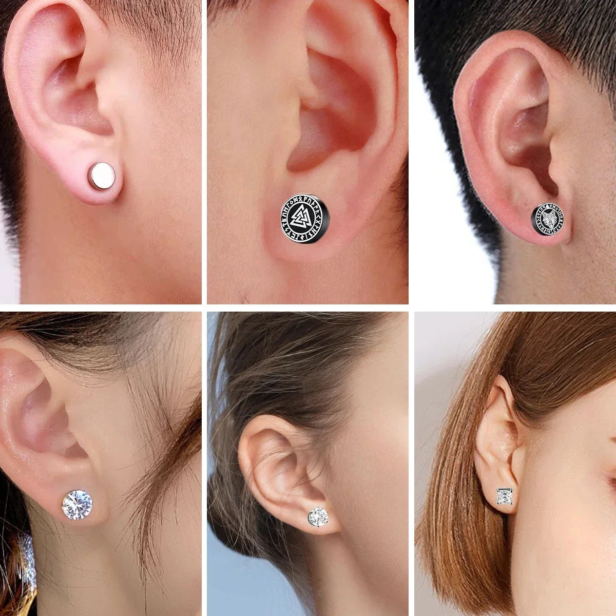 1Pairs Crystal Strong Magnetic Ear Stud Clip Earrings for Men and Women Punk Round Zircon Magnet Earrings Non Piercing Jewelry [MAG]