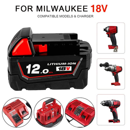 18V For Milwaukee M18 Battery M18B6 XC 9.0 Ah Li-Ion 48-11-1860 48-11-1852 Or Charger 48-11-1850 48-11-1840 Cordless Power Tools [BAT]