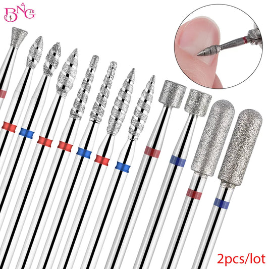 2pcs/lot Nail Drill Bits Flame Diamond Bit for Nail Drill 3/32'' Manicure Milling Cutter Cuticle Rotary Burr Drill Accessories [TPT]