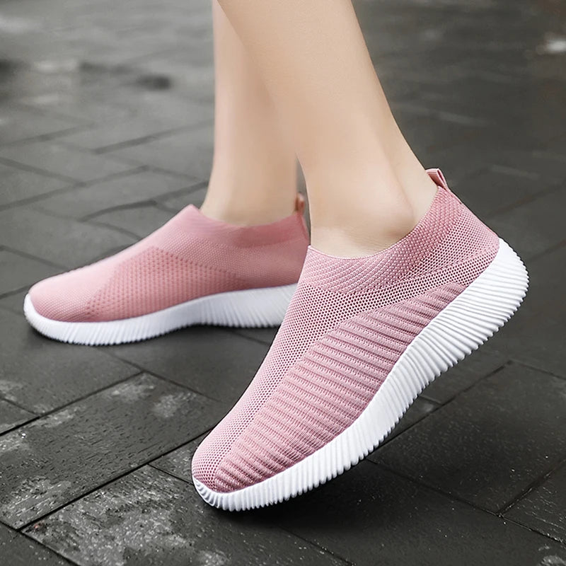 Women Vulcanized Shoes High Quality Women Sneakers Slip On Flats Shoes Women Loafers Plus Size 42 Walking Flat [SHO]