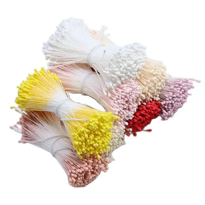 380pcs 1mm Double Heads Stamen DIY Artificial Mini Floral flower stamen pistil Muted Colour Stamen [FLW]