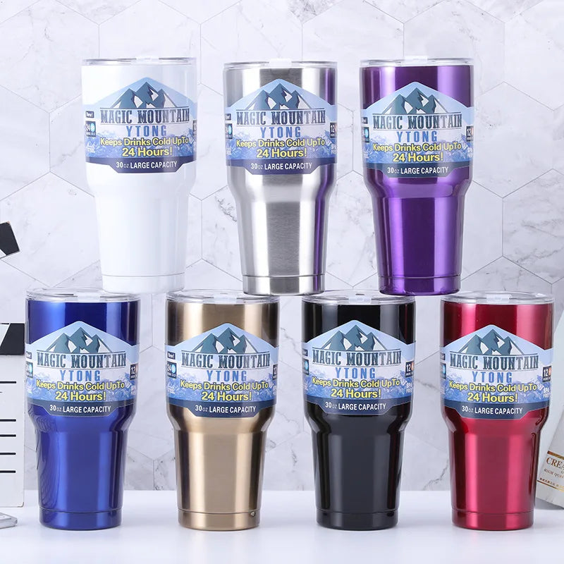 Double Wall Vacuum with Lid Thermos Bottle 304 Stainless Steel Water Bottle Tea Coffee Cup Tumbler Travel Mug Car Use Water Cup [MUG]