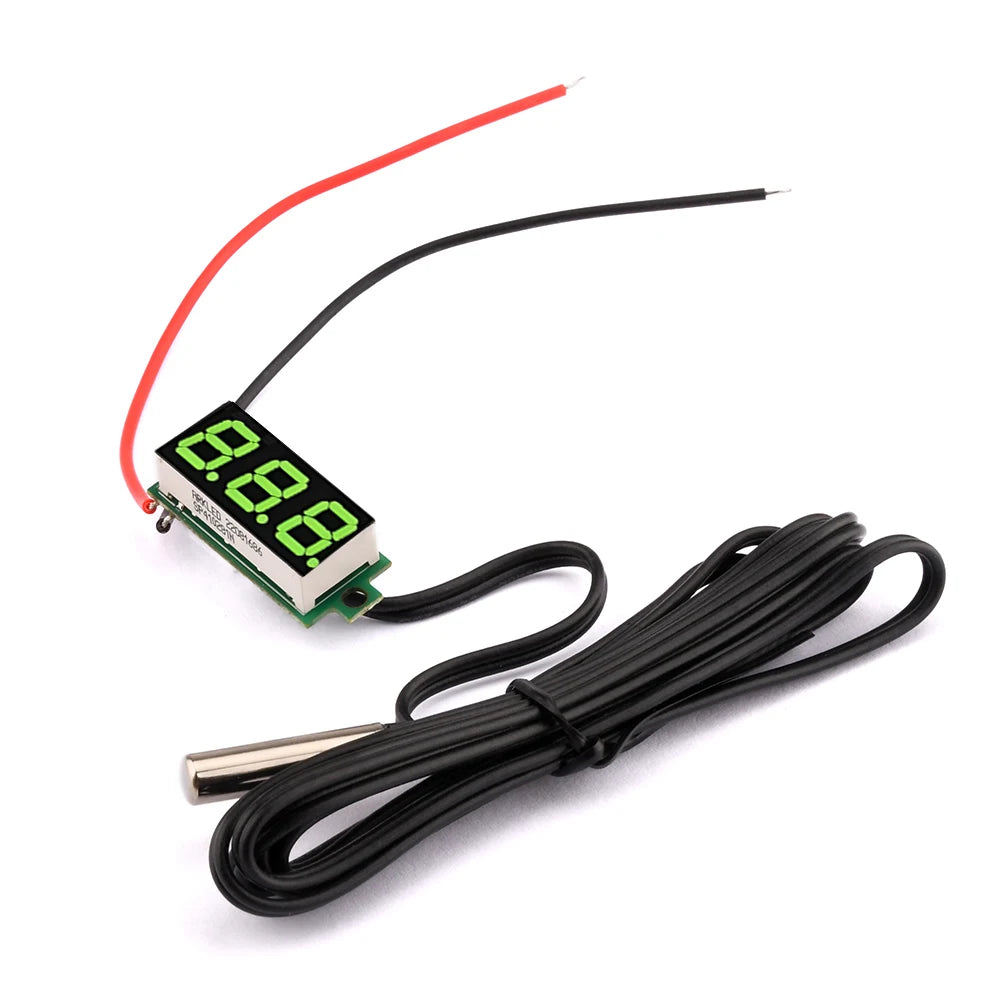 DC 4-28V LED Digital Thermometer Temperature Sensor Detector With Waterproof NTC Metal Probe Blue/Green/Red/White/Yellow Display [MTL]