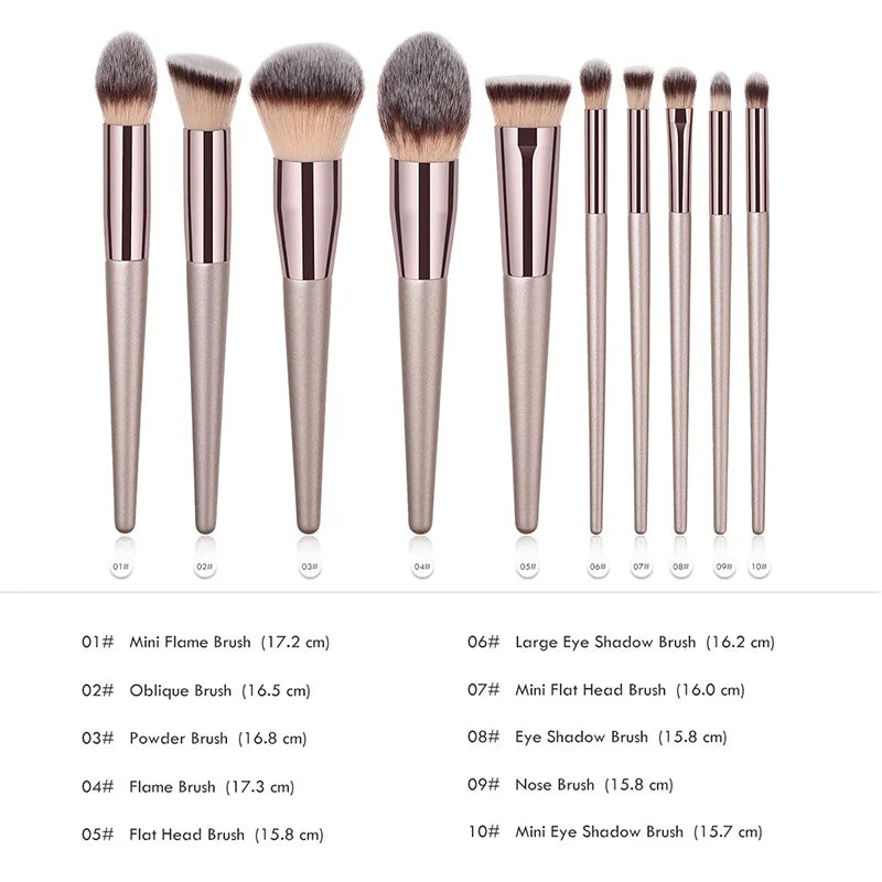 Hot Champagne Makeup Brushes Set for Women Cosmetic Foundation Powder Blush Eyeshadow Kabuki Blending Make Up Brush Beauty Tools [CSM]