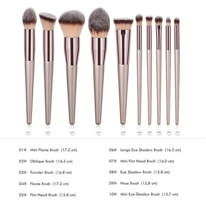 Hot Champagne Makeup Brushes Set for Women Cosmetic Foundation Powder Blush Eyeshadow Kabuki Blending Make Up Brush Beauty Tools [CSM]