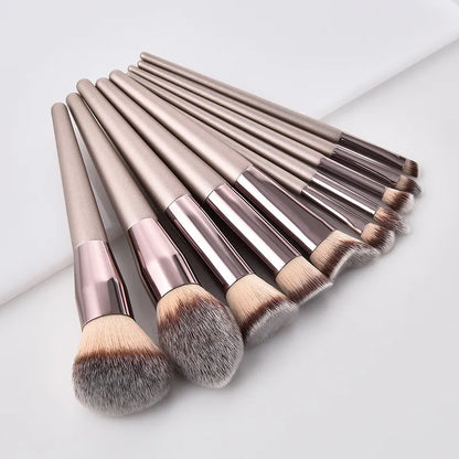 Hot Champagne Makeup Brushes Set for Women Cosmetic Foundation Powder Blush Eyeshadow Kabuki Blending Make Up Brush Beauty Tools [CSM]