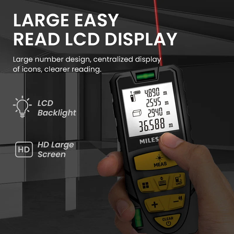 MILESEEY Laser Distance Meter S2 40M 60M 80M 100M 120M Laser Rangefinder,Trenas a Laser with Multi Measurement Function [MTR]