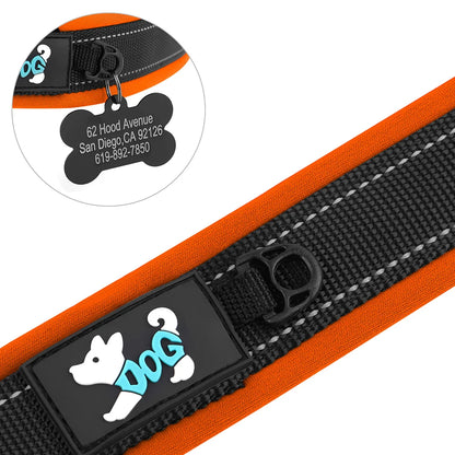 Adjustable Dog Collar Personalized Dogs Padded Collars Reflective Free Engraved ID Tag Pitbull Pug Collars For Small Large Dogs [PET]