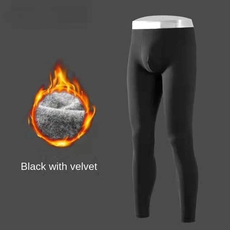 Mens Underwear Warm High-end German Velvet Thermal Pants Slim Plus Size Autumn and Winter Fever Long Trousers Mens Leggings [GRM] [UND]