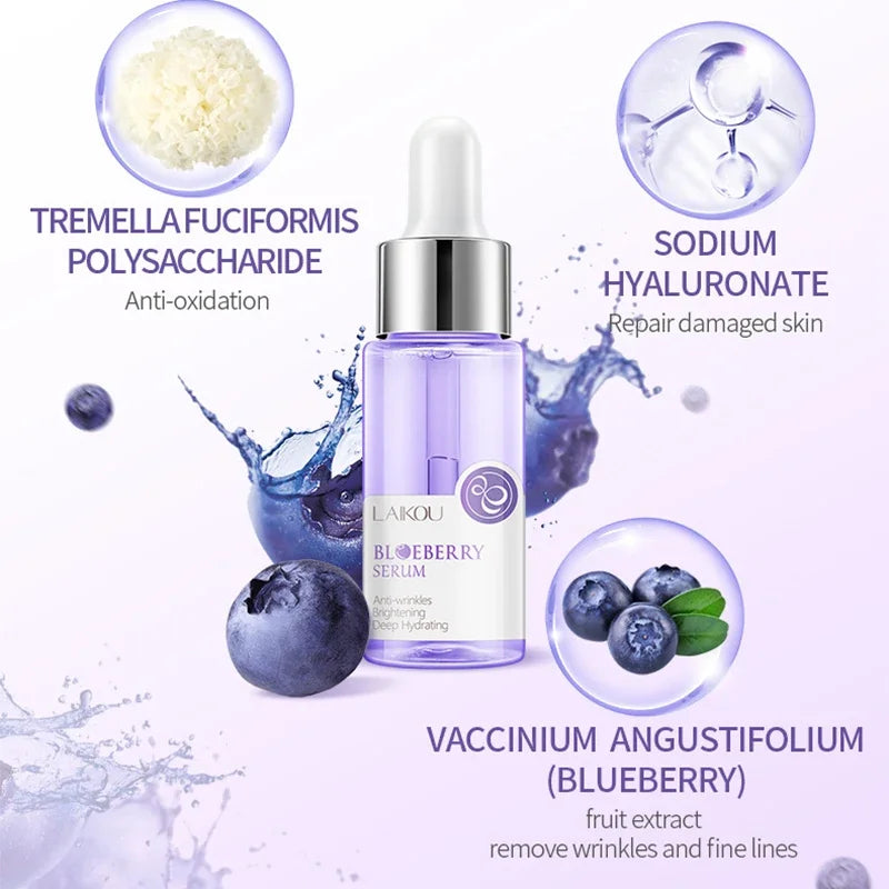 Blueberry Brighting Skin Face Essence Serum Anti Wrinkle Face Serum Shrink Pores Anti-Aging Moisturizing Dry Skin Care 17ml [SKC]