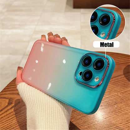 Gradient Rainbow Clear Phone Case For iPhone 15 14 13 12 11 Pro Max XS Max X XR Silicone Shockproof Cover With Camera Protector [PHC]