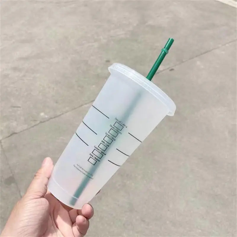 473/710ML Coffee Straw Cup Mugs DIY Plastic Cold Water Cups Portable Reusable Tumbler For Water Coffee Tea Juice Drinking Bottle [MUG]