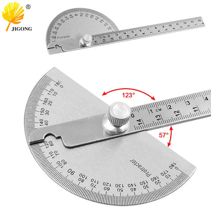 145mm stainless steel 180 protractor angle meter measuring ruler rotary mechanic tool ruler protractor [MTR]