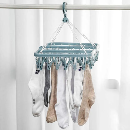 Clothes Drying Hanger with 32 Clips / 8 Clips Socks Underwear Drying Folding Laundry Hanging Rack [SOX]