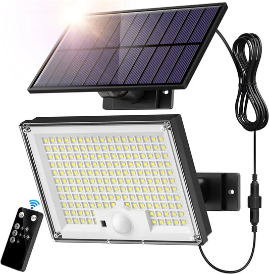 172LED Solar Light Outdoor Waterproof with Motion Sensor Floodlight Remote Control 3 Modes for Patio Garage Backyard [SLG]