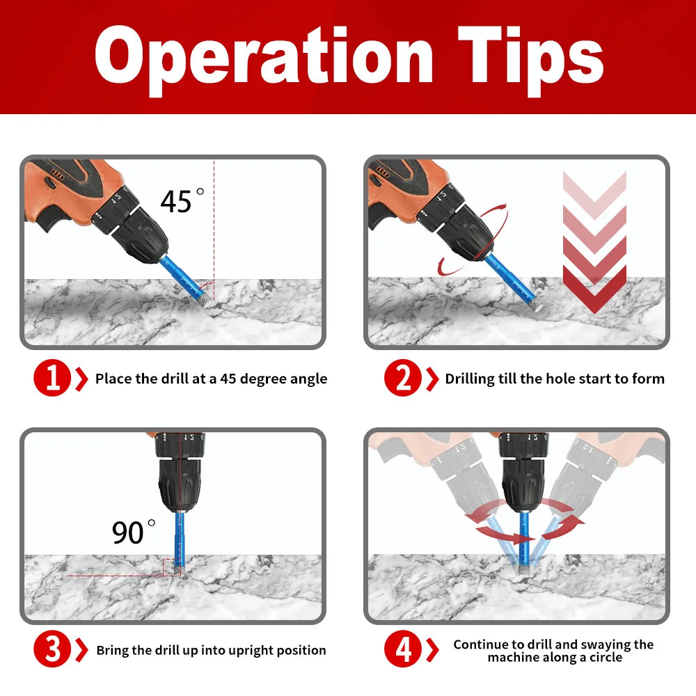 Diamond Brazed Dry Drilling Bit Porcelain Cup Saw Ceramic Marble Granite Tile Hole Opener Hole Saw Cutter 1Pc 5-16mm Round Shank [TPT]