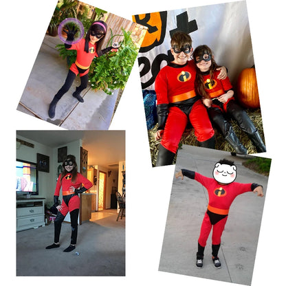 The Incredibles Costume Women Kids Incredibles Adult Child Red Jumpsuit Bodysuit Mask Suit Halloween Party Costumes for Women [COS]